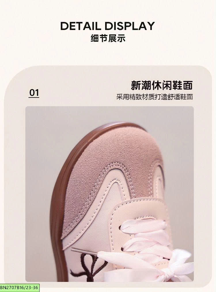 Giày sneaker bé gái đính nơ