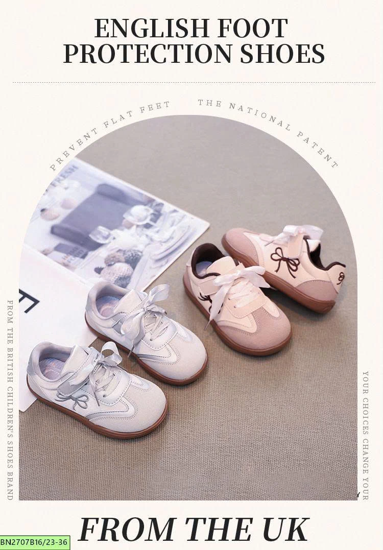 Giày sneaker bé gái đính nơ