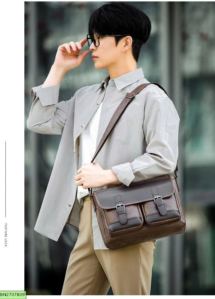TÚI ĐEO CHÉO NAM PHỐI KHÓA CỔ ĐIỂN