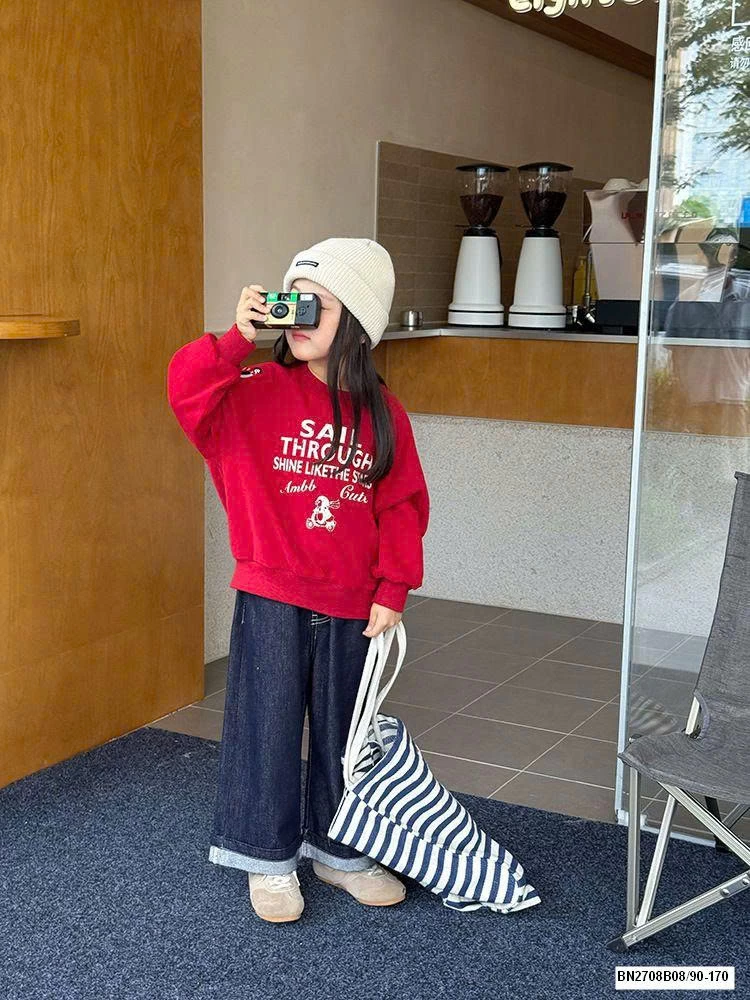 ÁO NỈ CHỮ BÉ GÁI AMBB 25F021