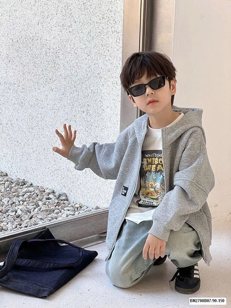 ÁO KHOÁC NỈ KÉO KHÓA CHỮ LƯNG AMBB 25A129