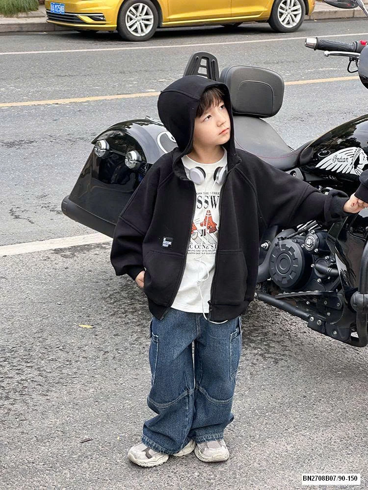 ÁO KHOÁC NỈ KÉO KHÓA CHỮ LƯNG AMBB 25A129