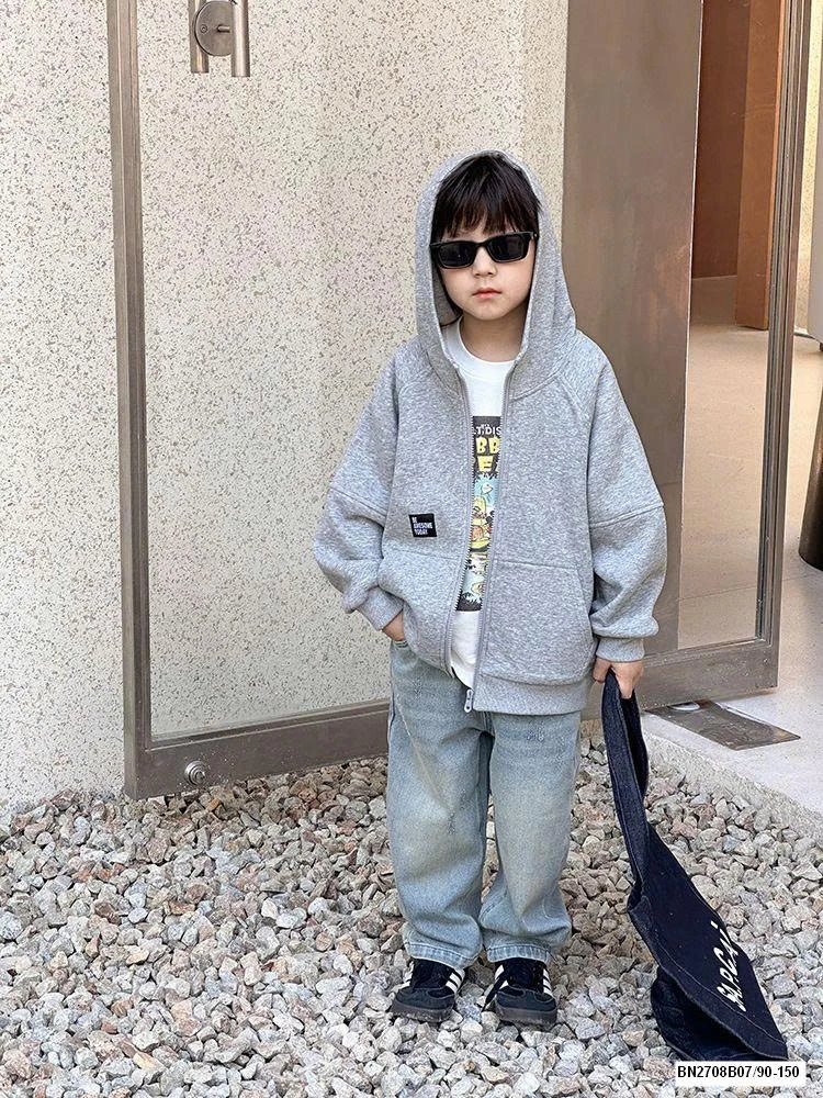 ÁO KHOÁC NỈ KÉO KHÓA CHỮ LƯNG AMBB 25A129