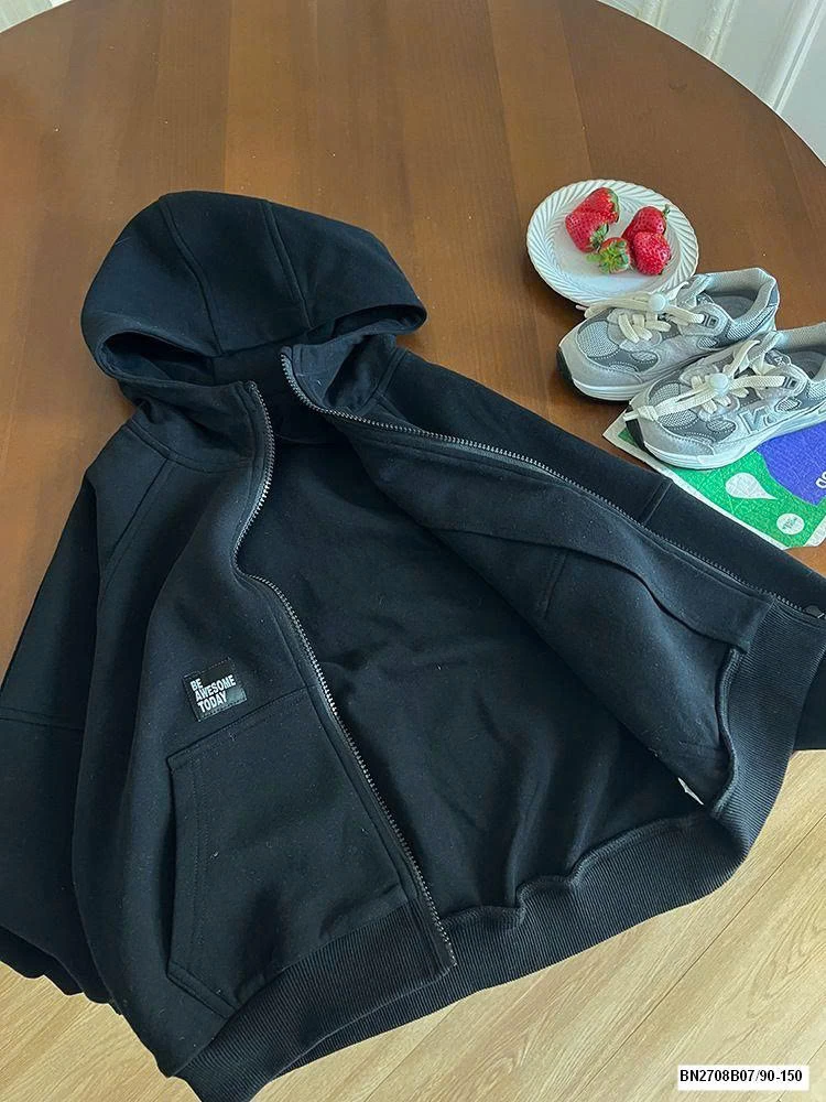 ÁO KHOÁC NỈ KÉO KHÓA CHỮ LƯNG AMBB 25A129