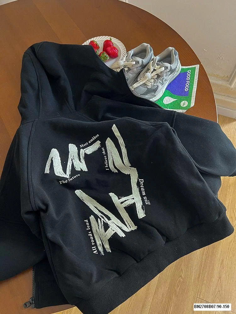 ÁO KHOÁC NỈ KÉO KHÓA CHỮ LƯNG AMBB 25A129