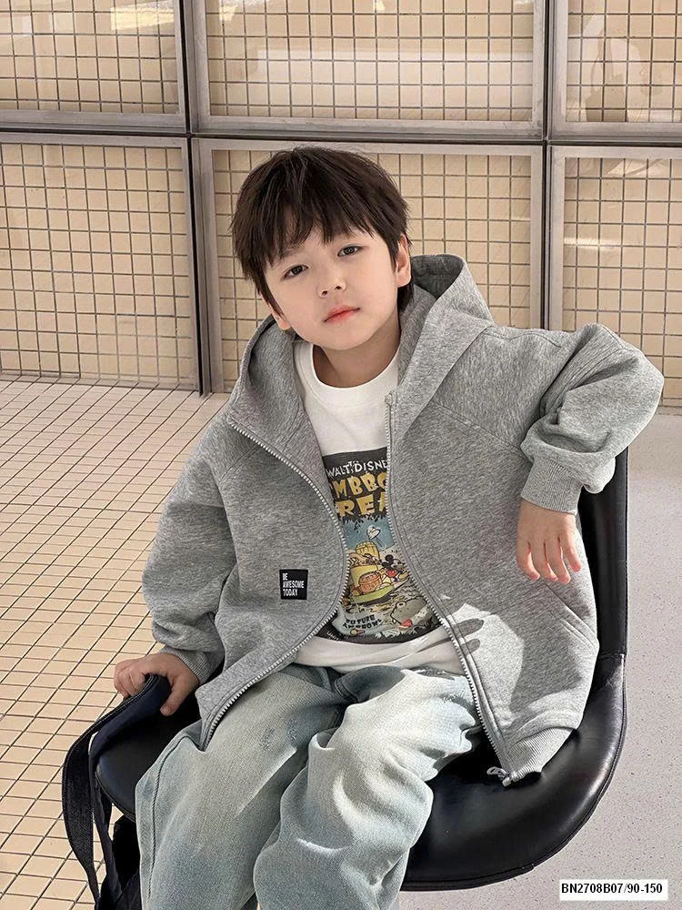 ÁO KHOÁC NỈ KÉO KHÓA CHỮ LƯNG AMBB 25A129