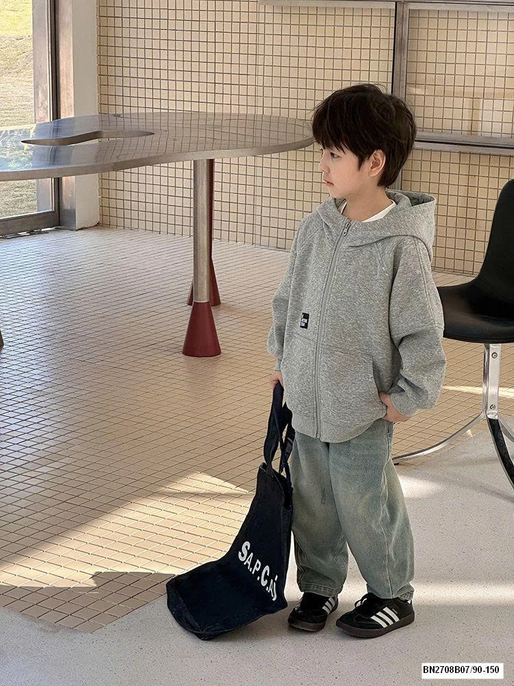 ÁO KHOÁC NỈ KÉO KHÓA CHỮ LƯNG AMBB 25A129