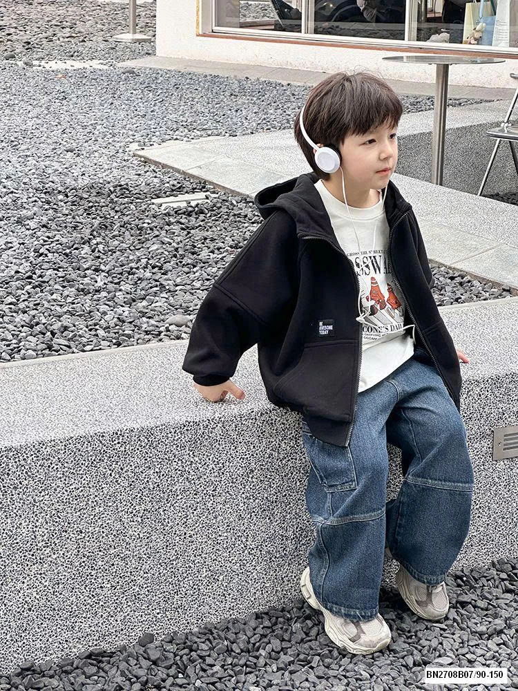 ÁO KHOÁC NỈ KÉO KHÓA CHỮ LƯNG AMBB 25A129