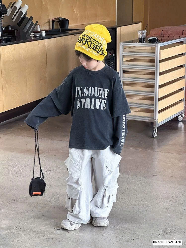 ÁO THUN GIẢ 2 LỚP CHỮ TO AMBB 25F141