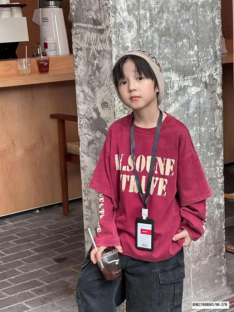 ÁO THUN GIẢ 2 LỚP CHỮ TO AMBB 25F141