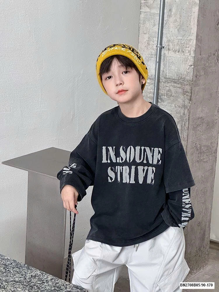 ÁO THUN GIẢ 2 LỚP CHỮ TO AMBB 25F141