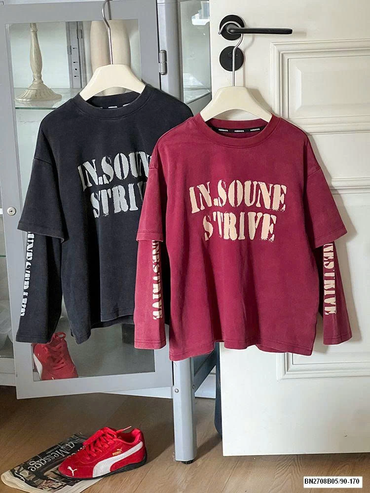 ÁO THUN GIẢ 2 LỚP CHỮ TO AMBB 25F141