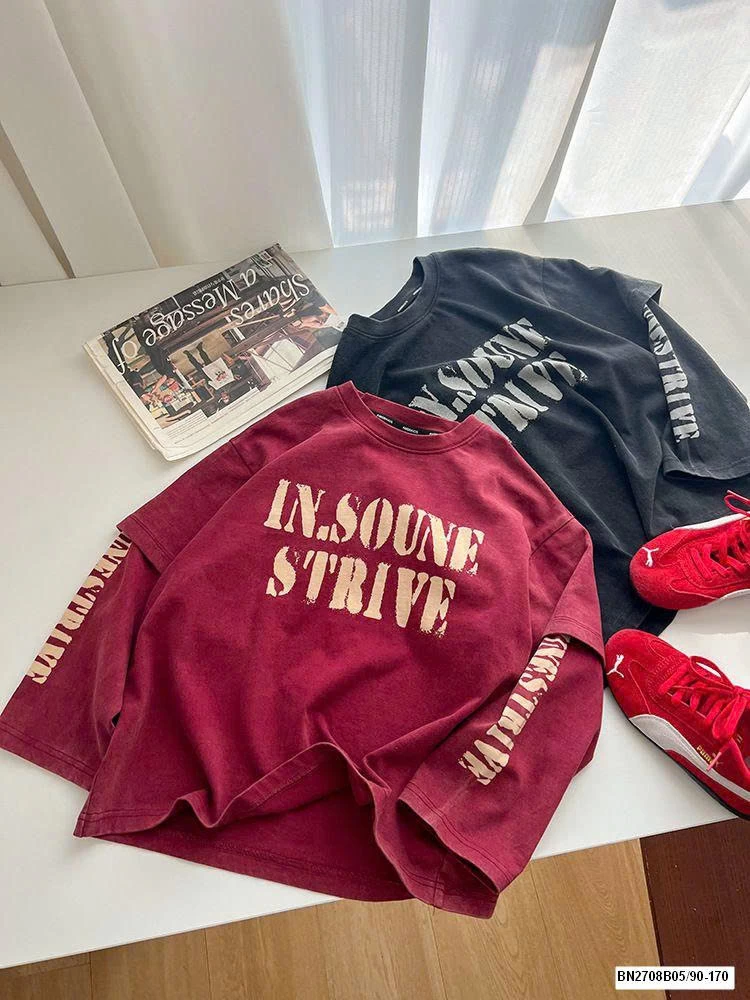 ÁO THUN GIẢ 2 LỚP CHỮ TO AMBB 25F141