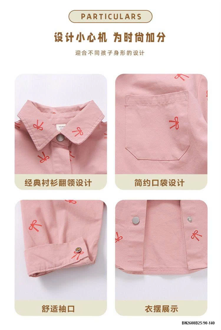 SƠ MI DÀI TAY IN NƠ BÉ GÁI