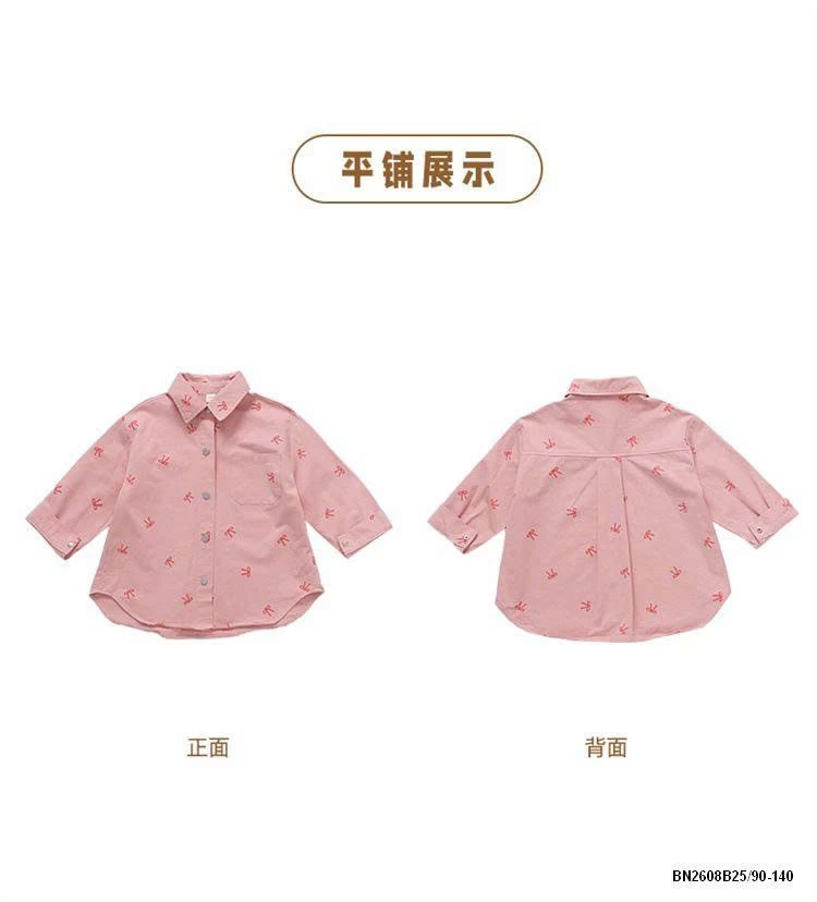 SƠ MI DÀI TAY IN NƠ BÉ GÁI