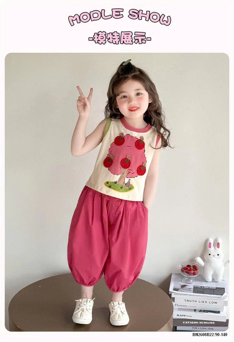 BỘ SÁT NÁCH ÁO HỒNG QUẢ TÁO BÉ GÁI