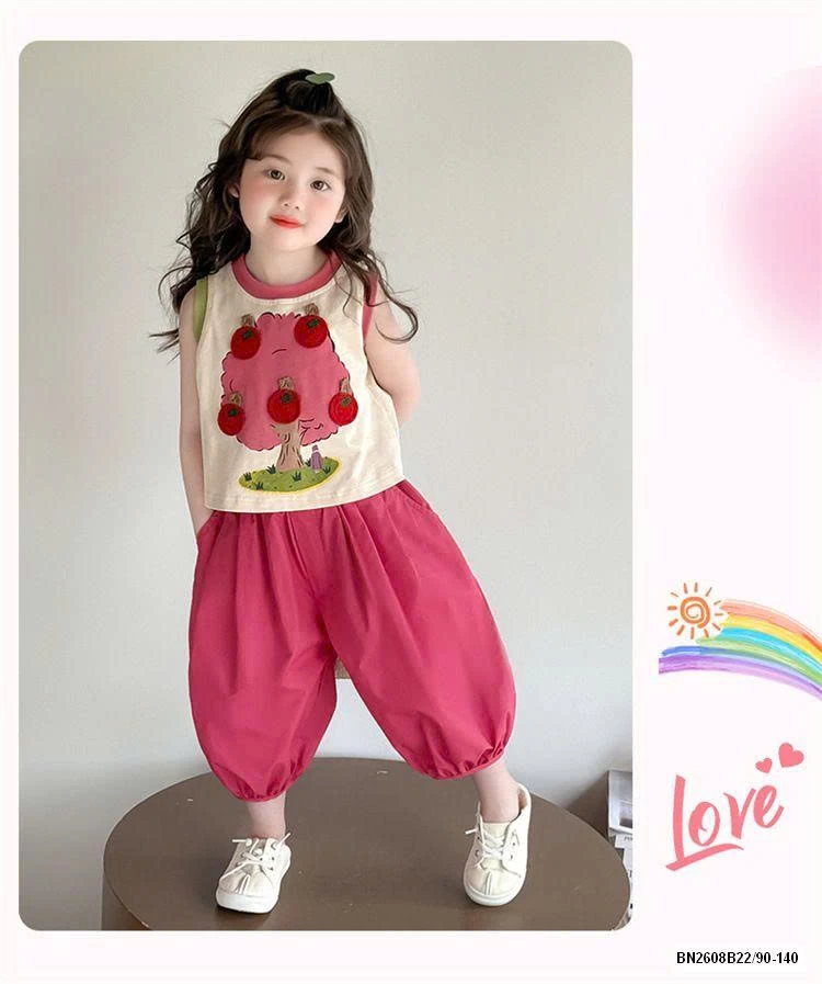 BỘ SÁT NÁCH ÁO HỒNG QUẢ TÁO BÉ GÁI