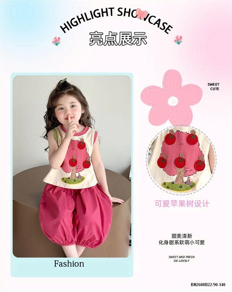 BỘ SÁT NÁCH ÁO HỒNG QUẢ TÁO BÉ GÁI