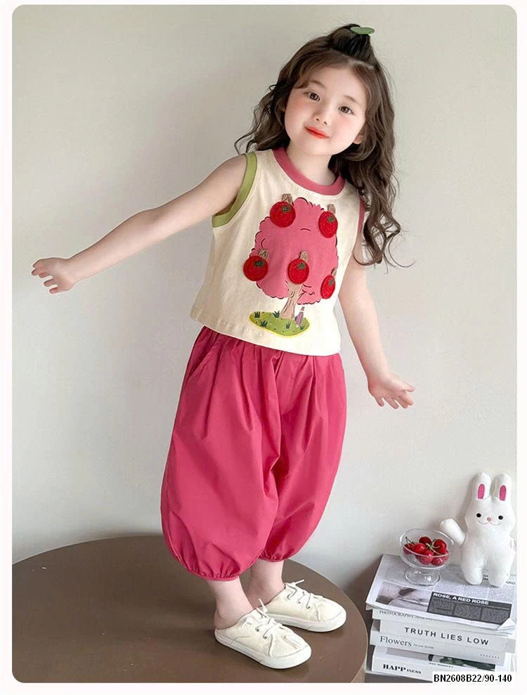 BỘ SÁT NÁCH ÁO HỒNG QUẢ TÁO BÉ GÁI