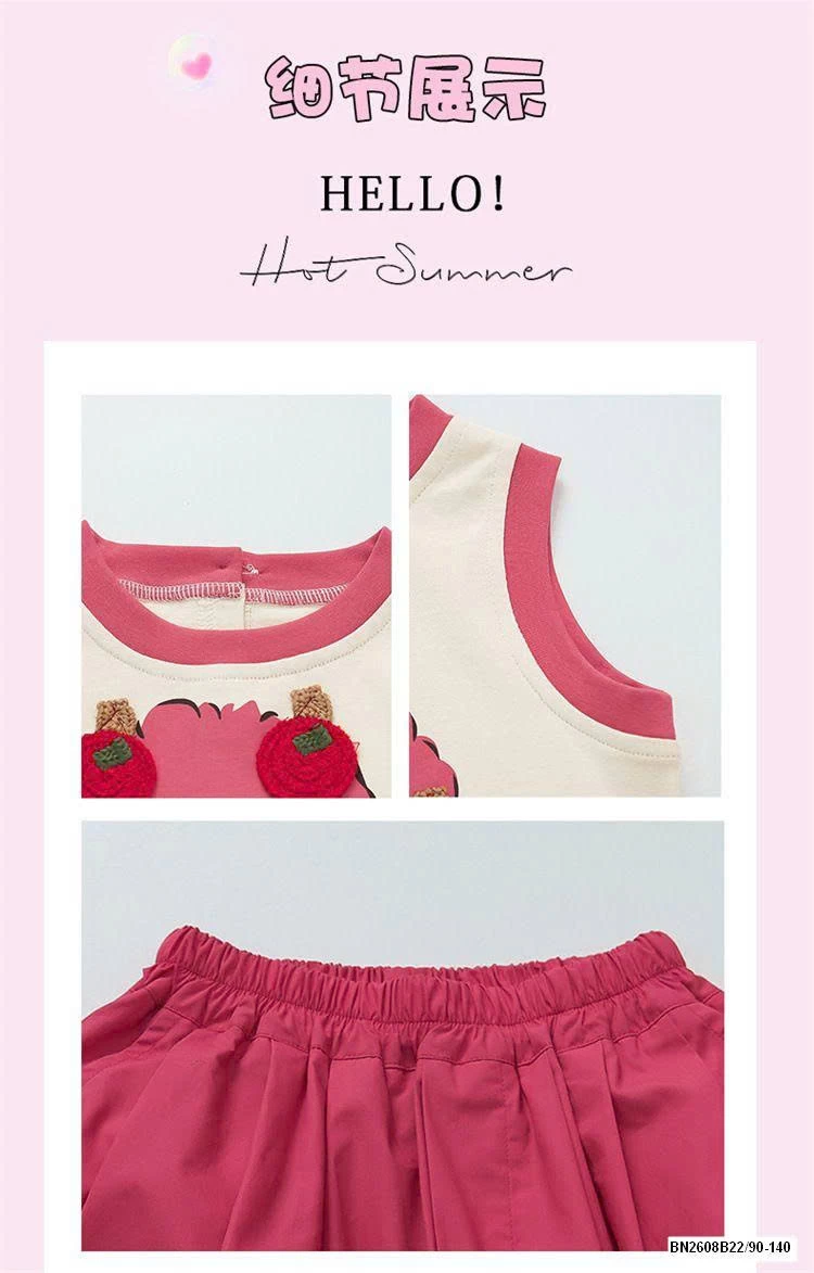 BỘ SÁT NÁCH ÁO HỒNG QUẢ TÁO BÉ GÁI