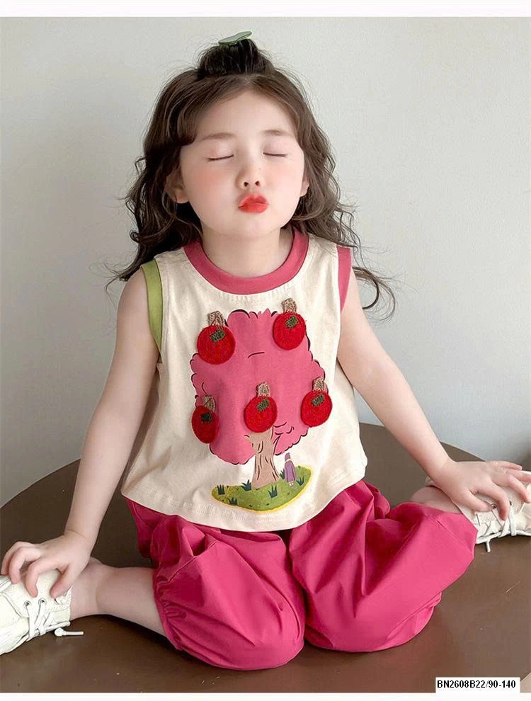 BỘ SÁT NÁCH ÁO HỒNG QUẢ TÁO BÉ GÁI