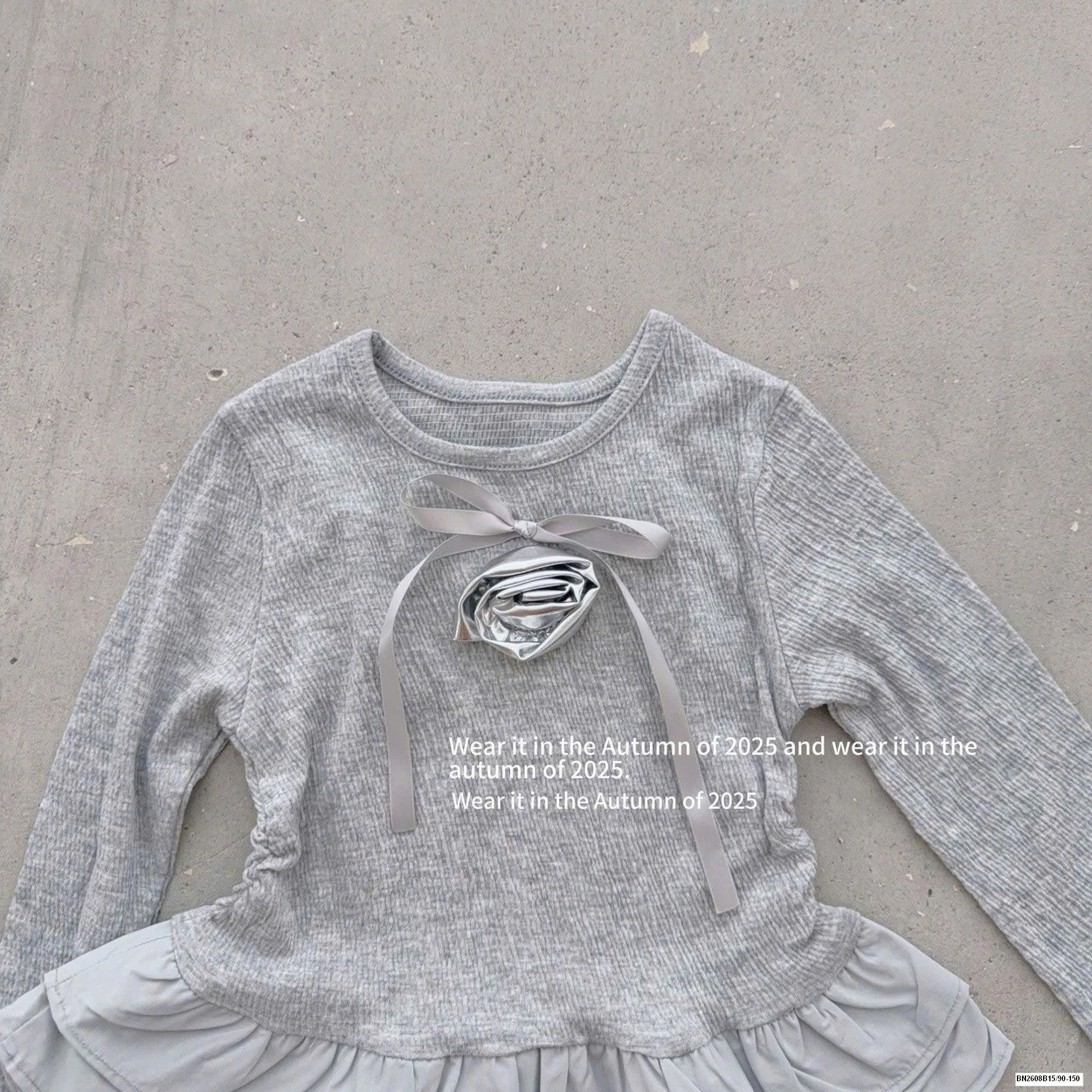 ÁO DÀI TAY ĐÍNH HOA PHỐI BÈO