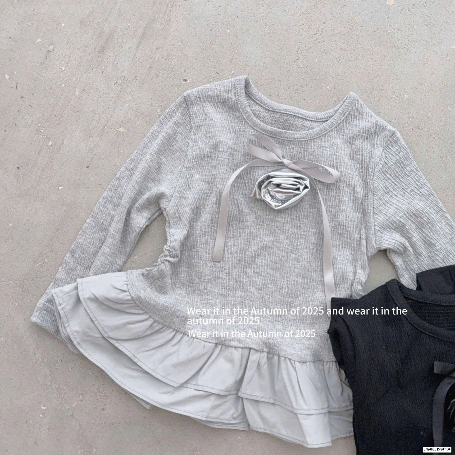 ÁO DÀI TAY ĐÍNH HOA PHỐI BÈO