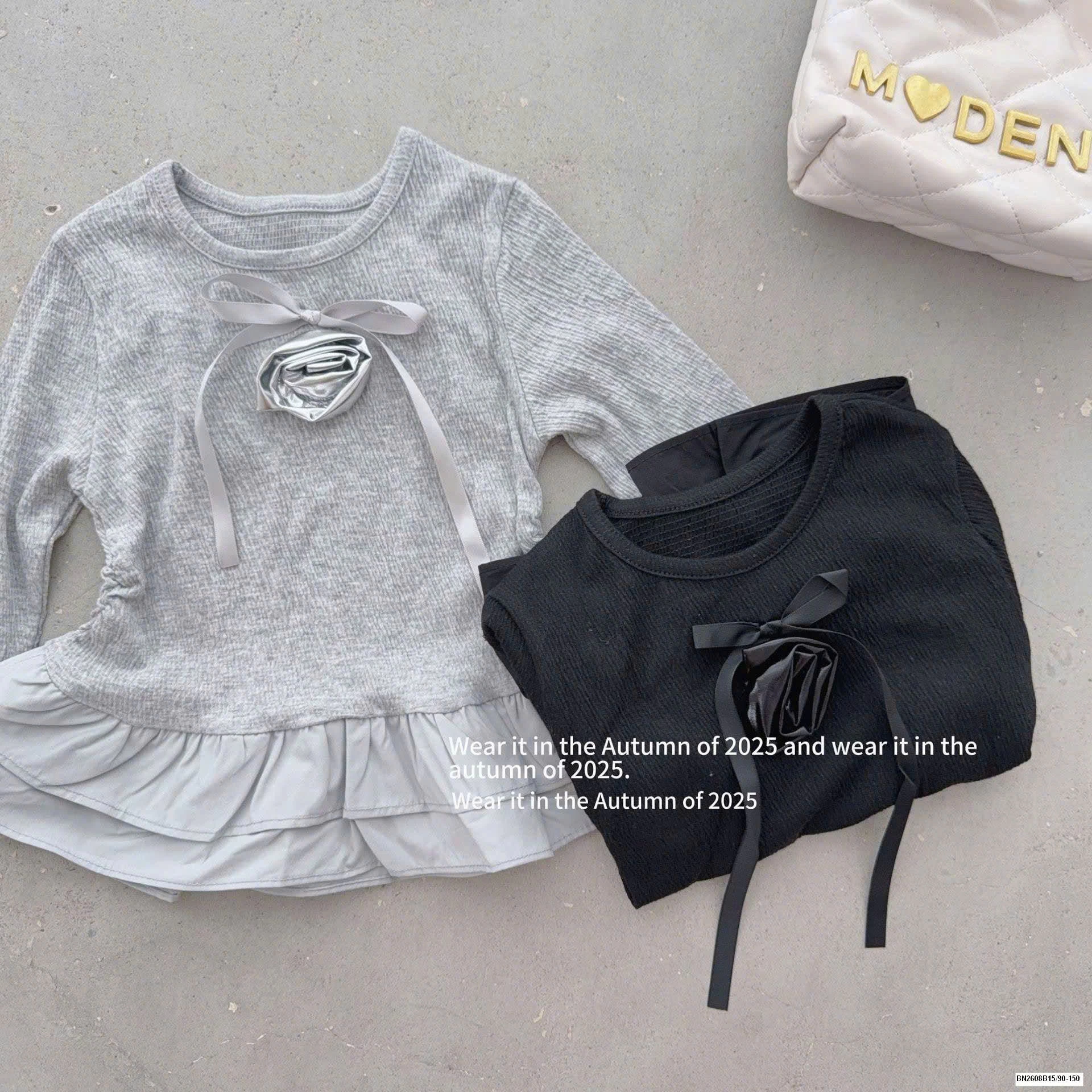 ÁO DÀI TAY ĐÍNH HOA PHỐI BÈO