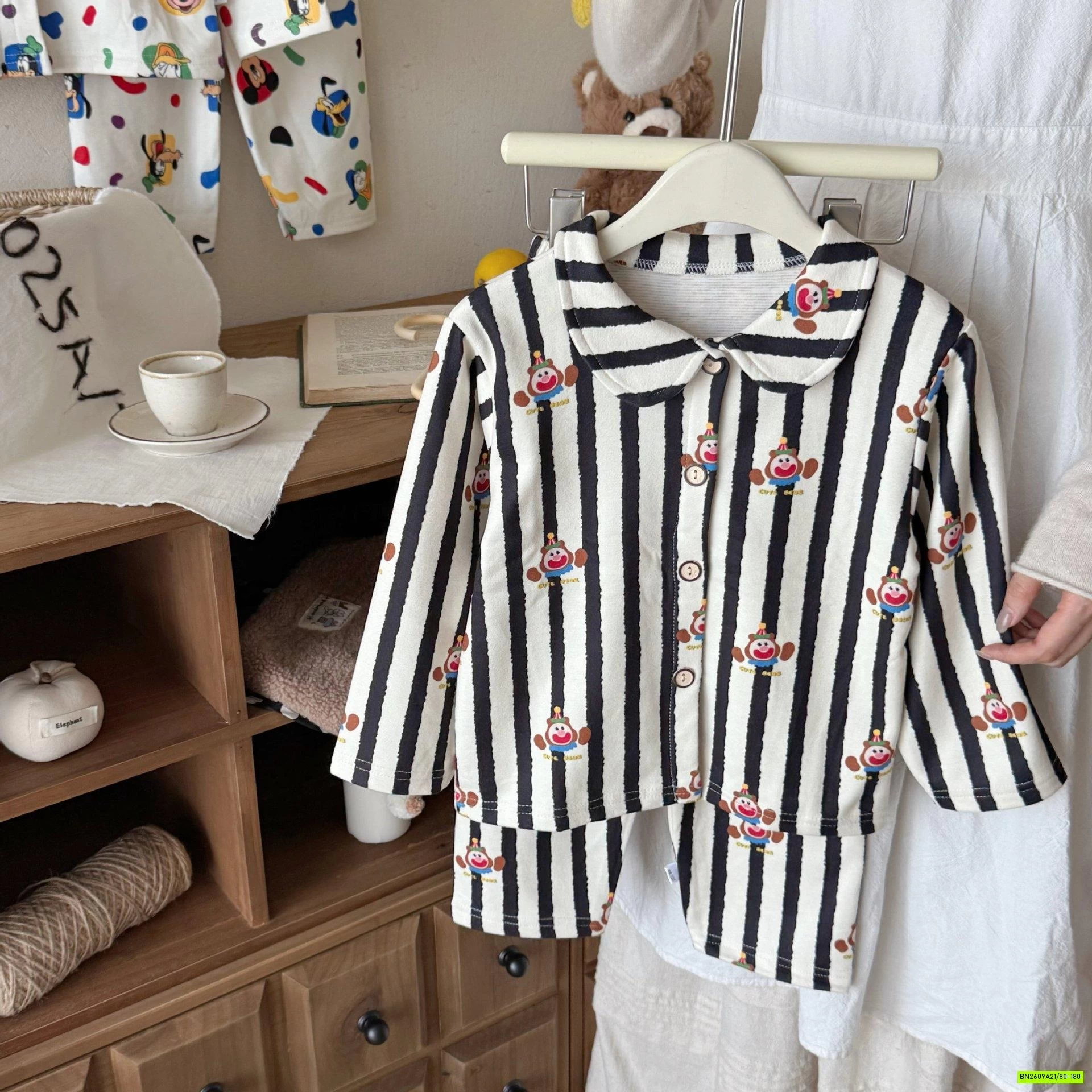 PIZAMA COTTON CỔ SEN HỌA TIẾT