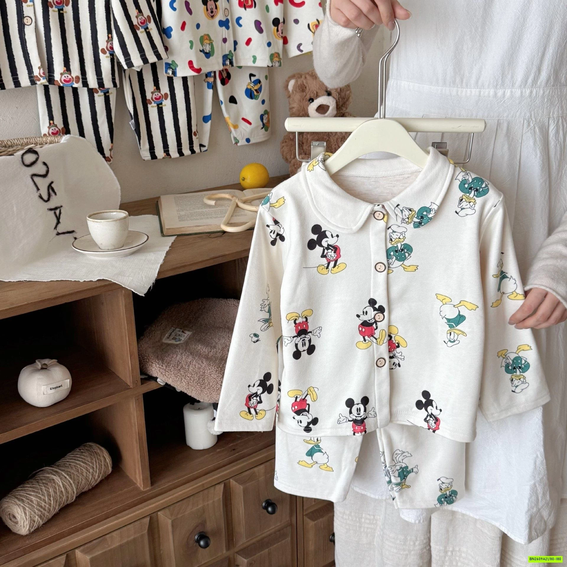 PIZAMA COTTON CỔ SEN HỌA TIẾT