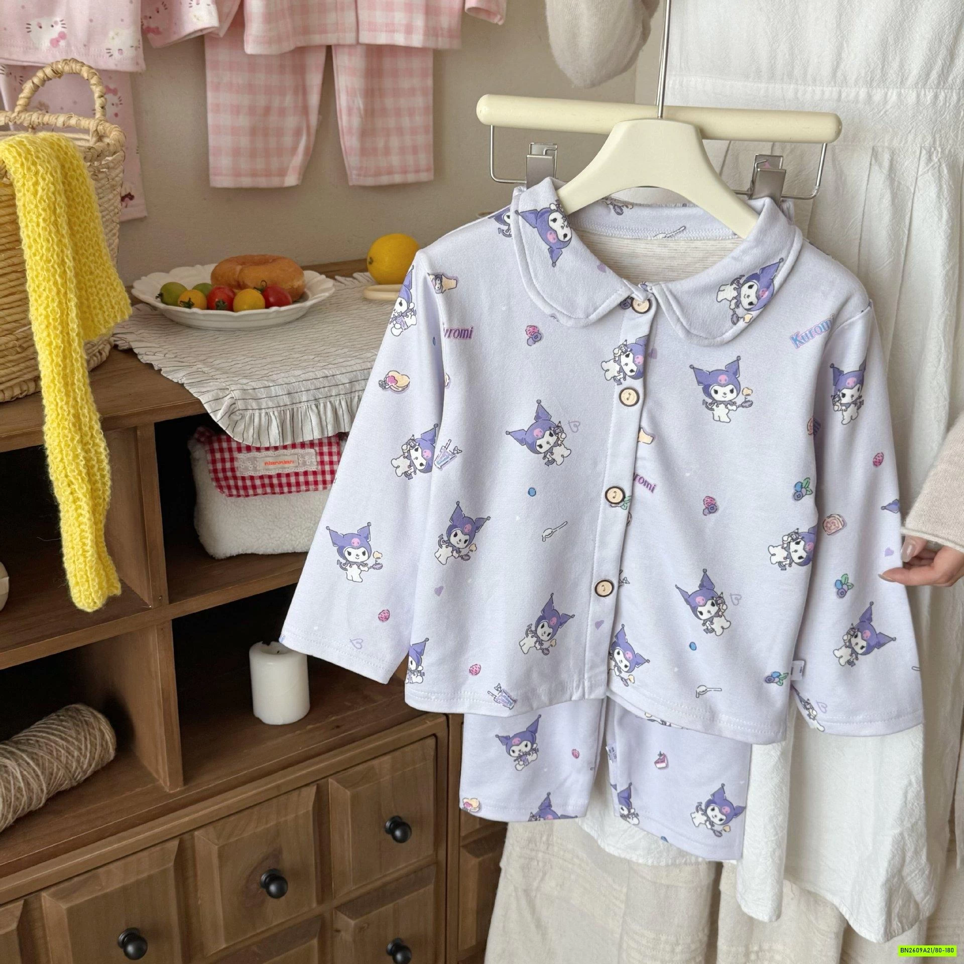 PIZAMA COTTON CỔ SEN HỌA TIẾT