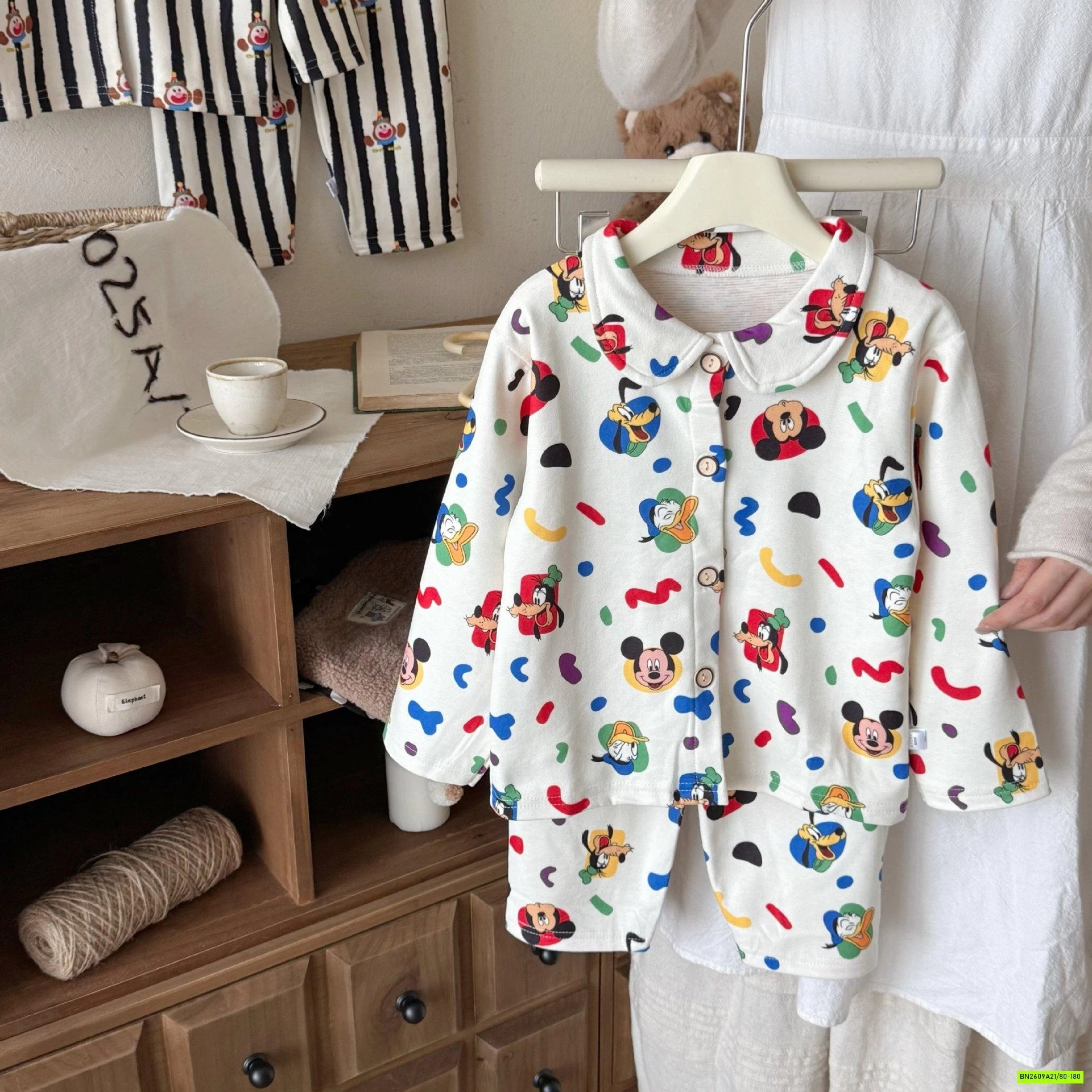 PIZAMA COTTON CỔ SEN HỌA TIẾT