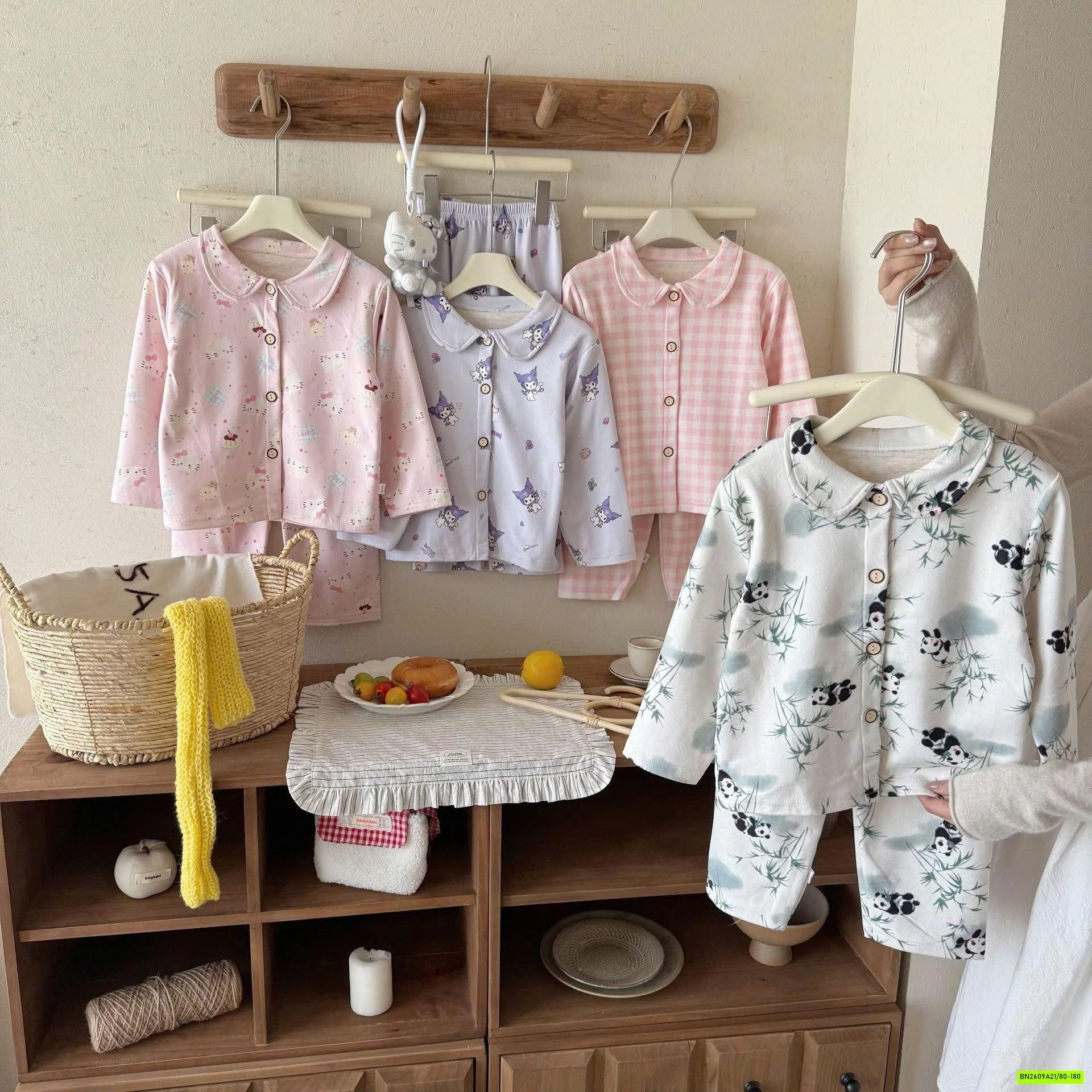 PIZAMA COTTON CỔ SEN HỌA TIẾT