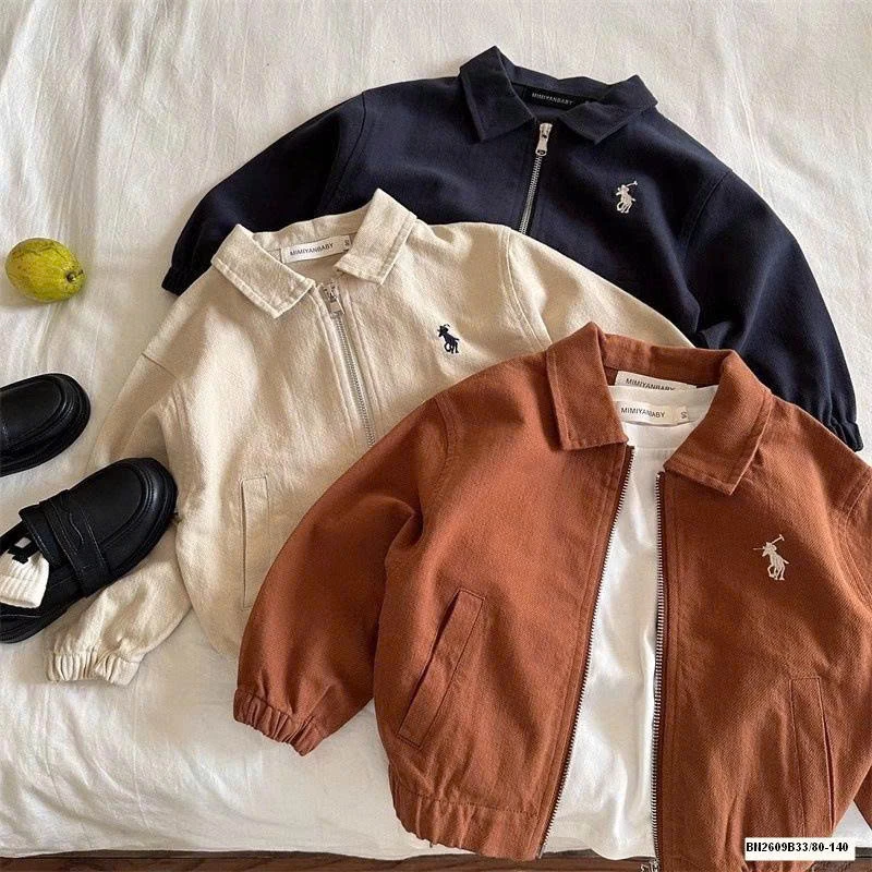 ÁO KHOÁC VẢI LOGO NGỰA KÉO KHÓA