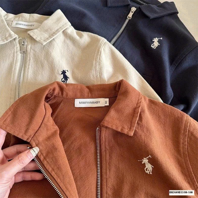 ÁO KHOÁC VẢI LOGO NGỰA KÉO KHÓA