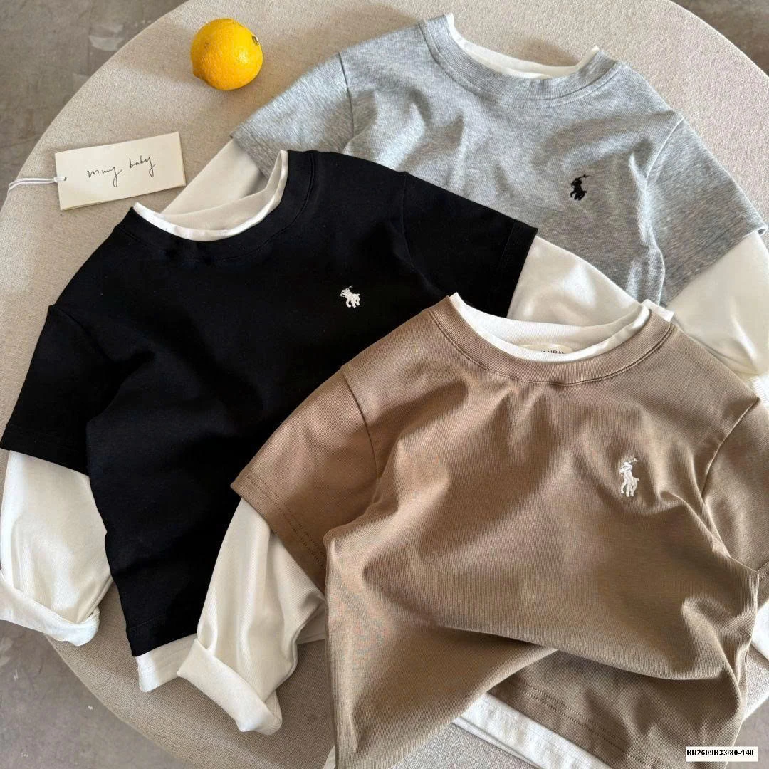 ÁO THUN TRƠN GIẢ 2 LỚP LOGO