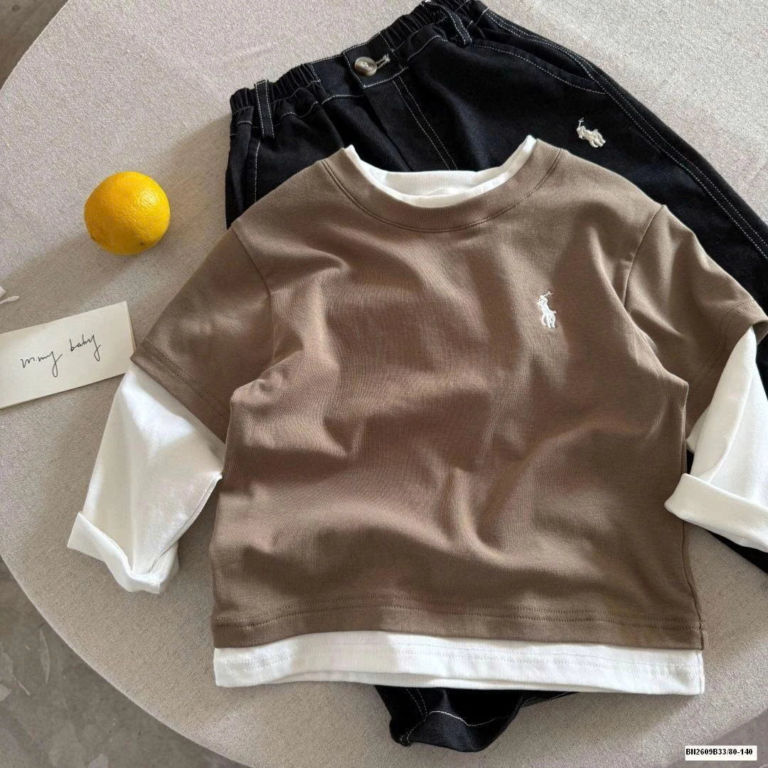 ÁO THUN TRƠN GIẢ 2 LỚP LOGO