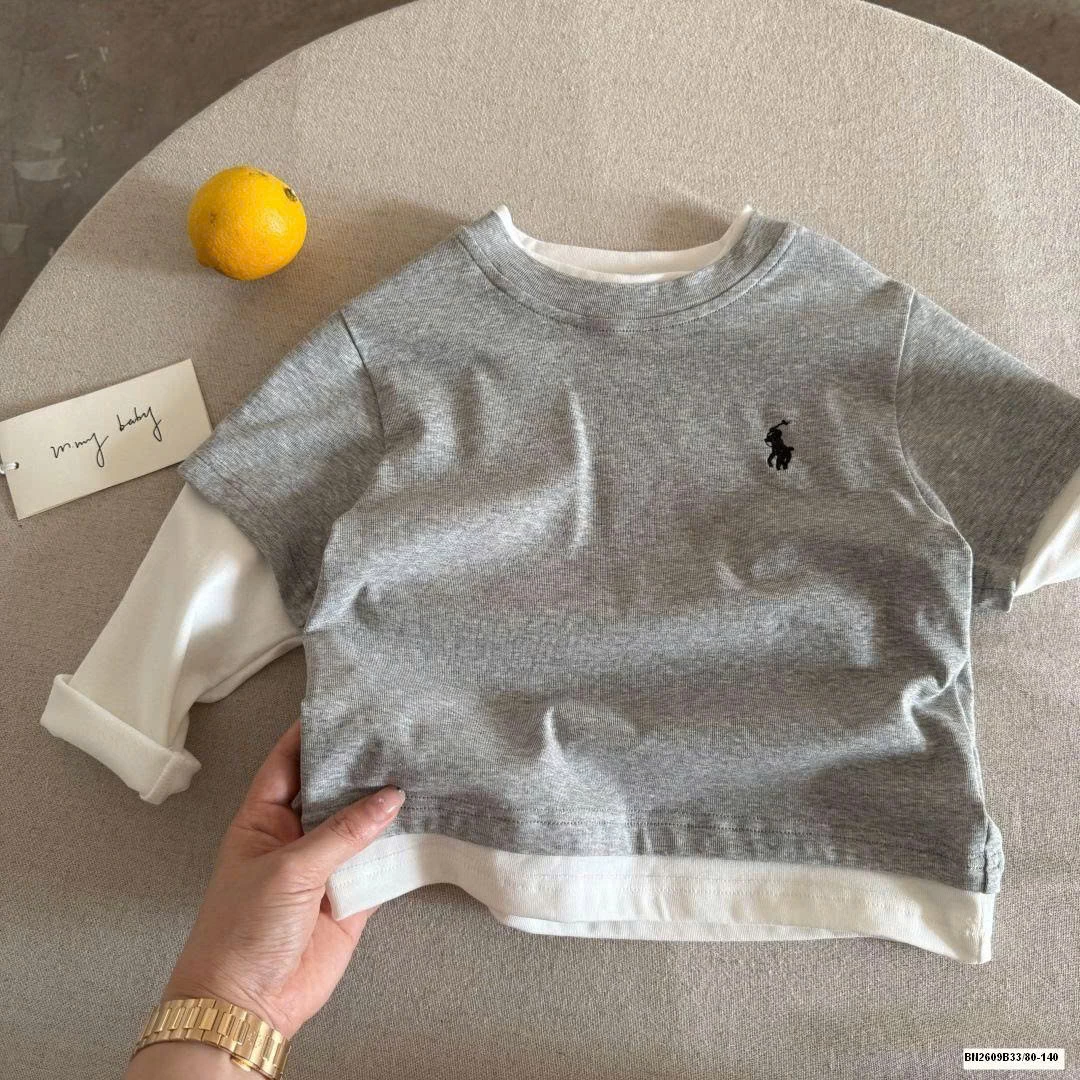 ÁO THUN TRƠN GIẢ 2 LỚP LOGO