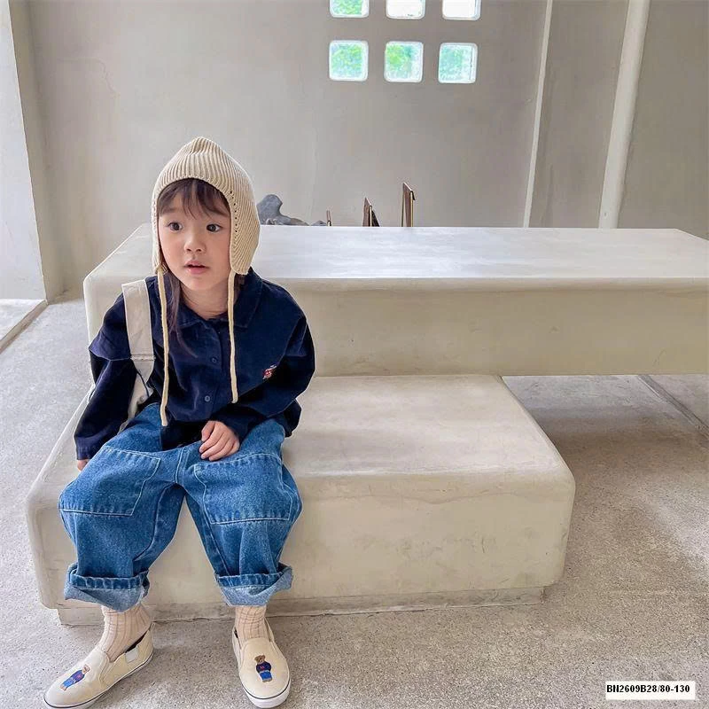 ÁO SƠ MI NHUNG THÊU GẤU ADBABY