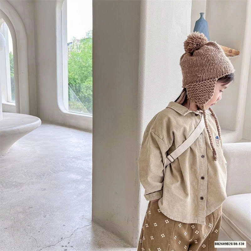 ÁO SƠ MI NHUNG THÊU GẤU ADBABY