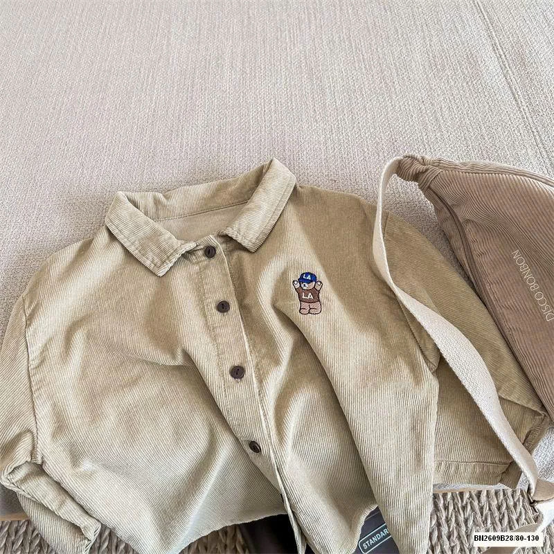 ÁO SƠ MI NHUNG THÊU GẤU ADBABY