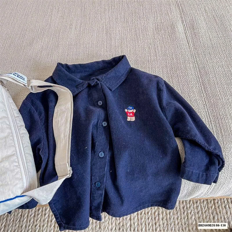 ÁO SƠ MI NHUNG THÊU GẤU ADBABY