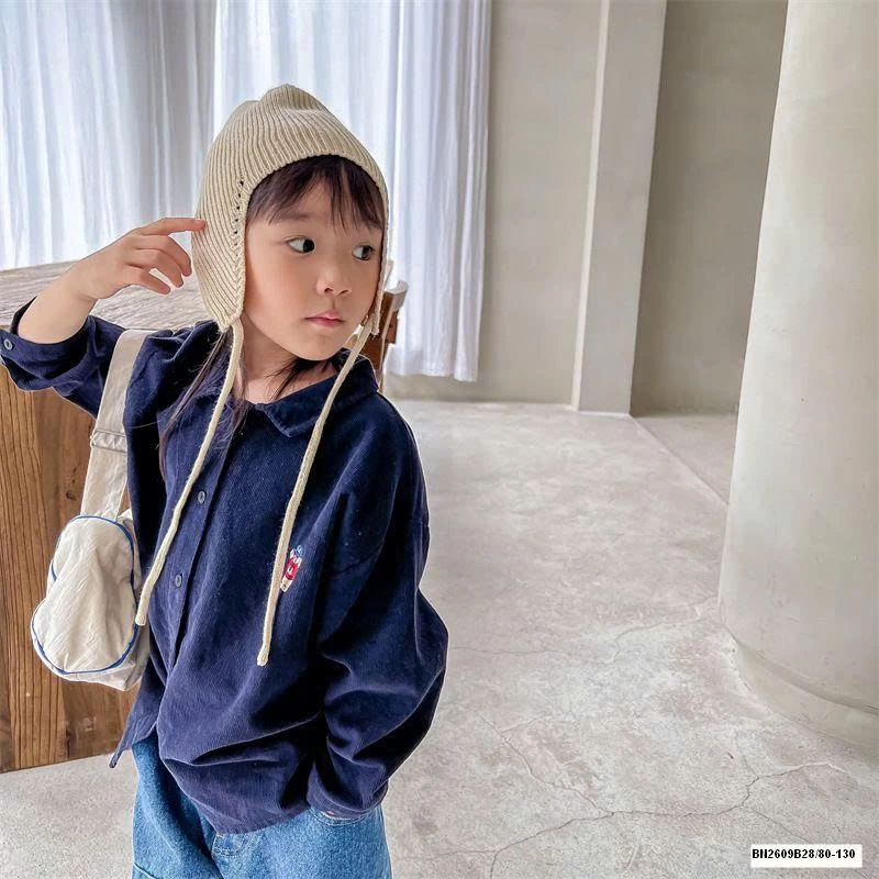 ÁO SƠ MI NHUNG THÊU GẤU ADBABY