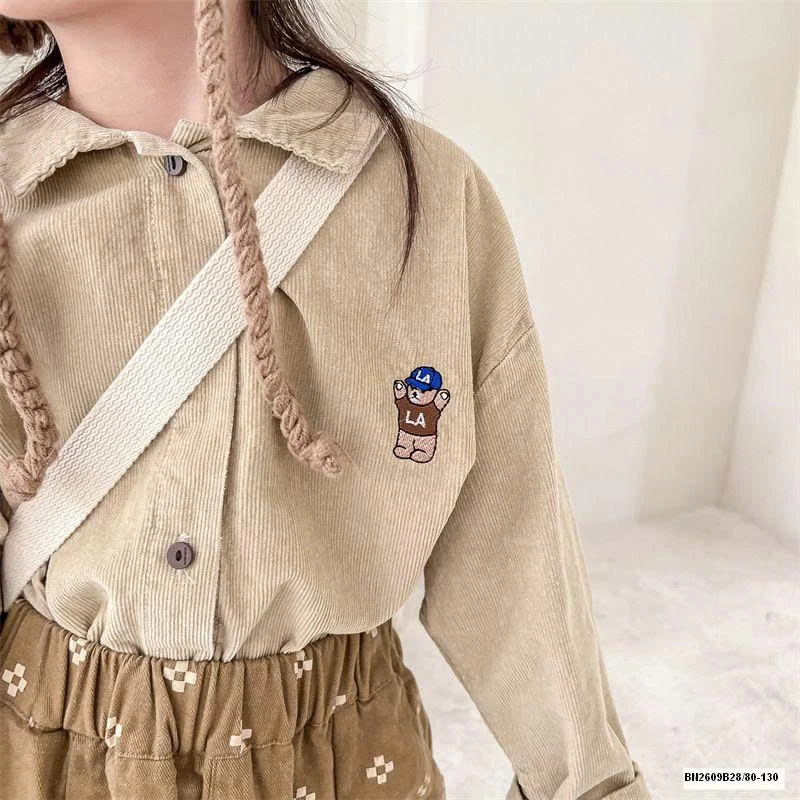 ÁO SƠ MI NHUNG THÊU GẤU ADBABY