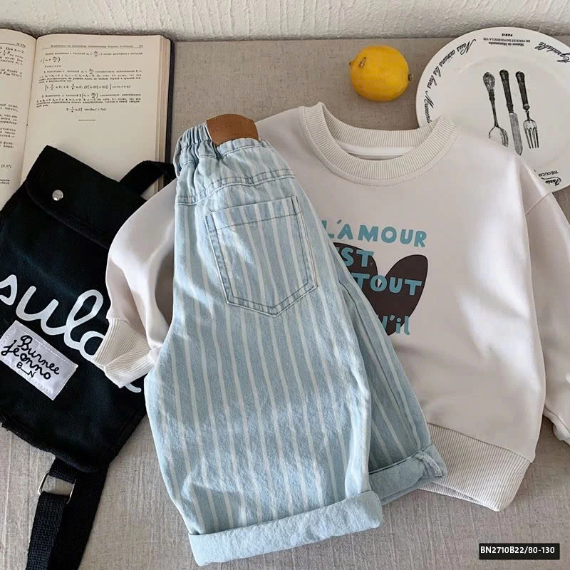 QUẦN JEAN XANH SỌC BẠC MÀU