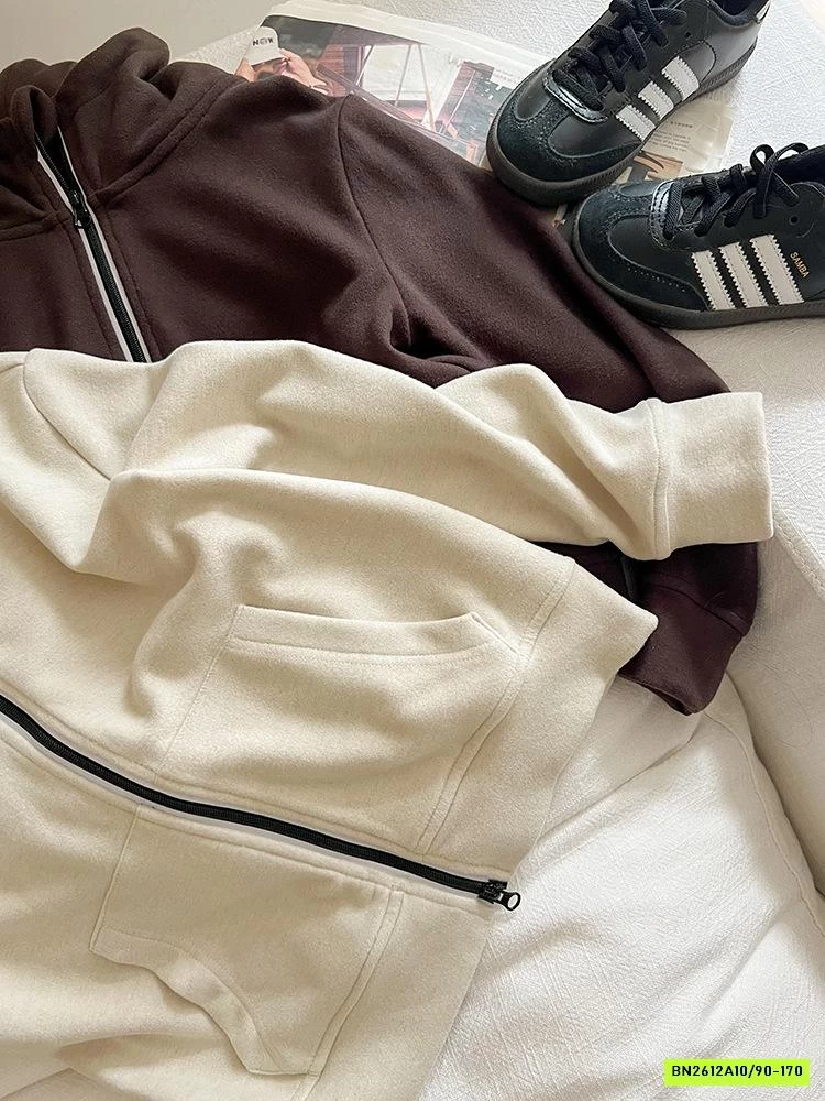 KHOÁC COTTON LIỀN MŨ KHÓA 2 CHIỀU 25F091 AMBB