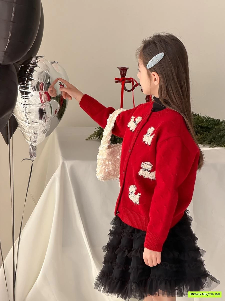 KHOÁC LEN THÊU CÚN MIX CV TUTU ĐEN AMBB