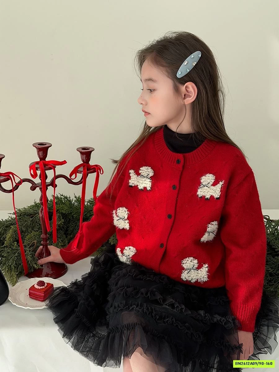 KHOÁC LEN THÊU CÚN MIX CV TUTU ĐEN AMBB