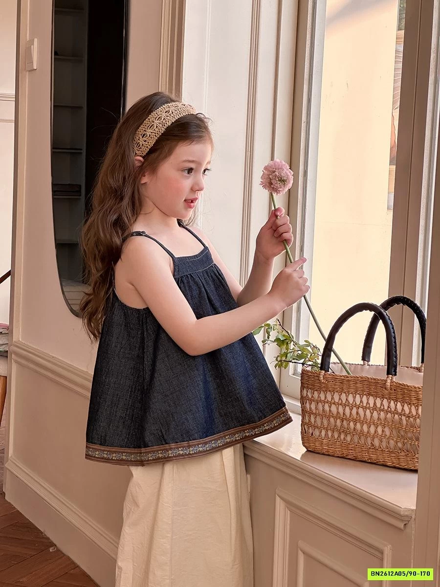 DENIM 2 DÂY MIX QUẦN SUÔNG VIỀN REN AMBB