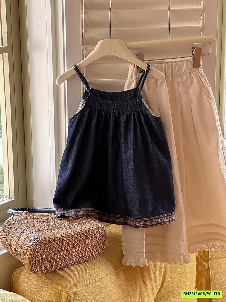 DENIM 2 DÂY MIX QUẦN SUÔNG VIỀN REN AMBB